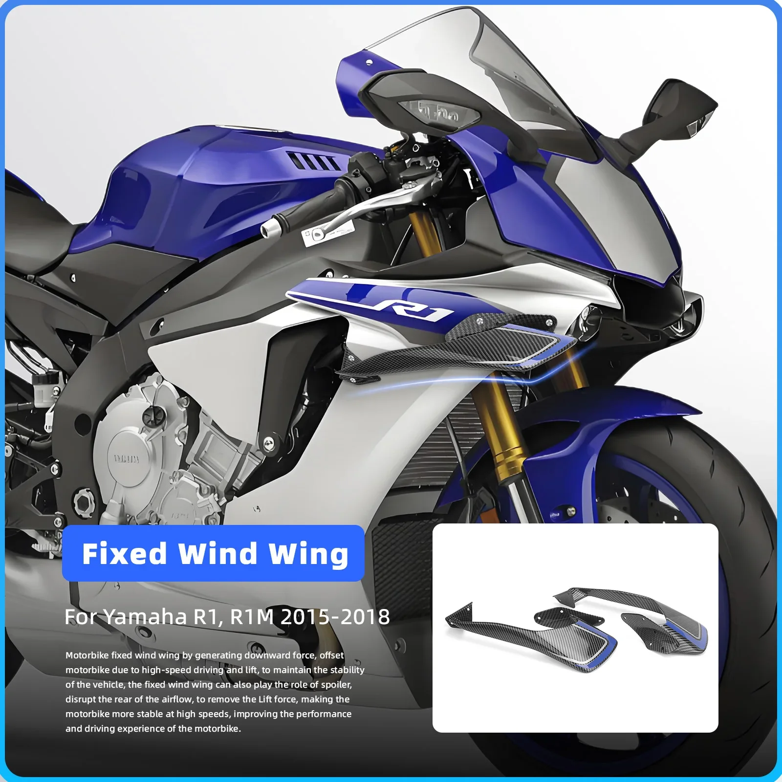 NEW YZF-R1 2015-2019 Fixed Wind Wing Matte Black For Yamaha carbon fiber YZF-R1 2015-2018 Motorcycle Fairing Fittings R1 Winglet