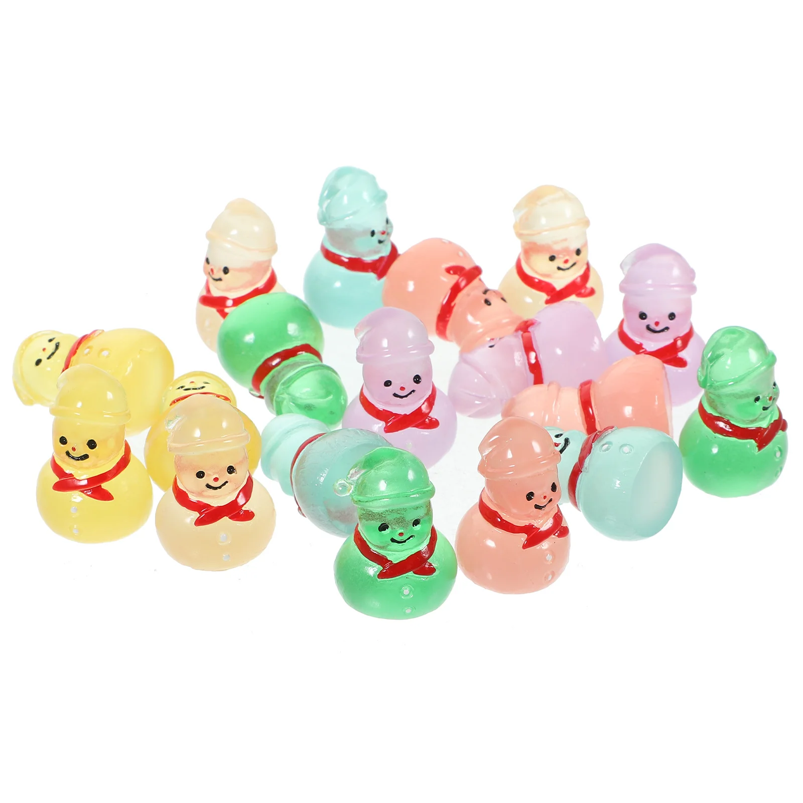 

24pcs Night Snowman Figurines Mini Resin Statue For Mini Snowman Garden Yard Lawn Decor Christmas Outdoor Indoor Use