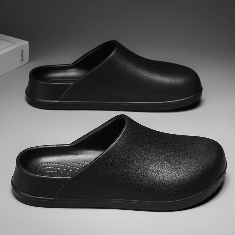 

Mens Kitchen Chef Shoes Waterproof Garden Clogs Closed Toe Half Shoes Rubber Slippers Restaurant Hotel Working Summer Beach