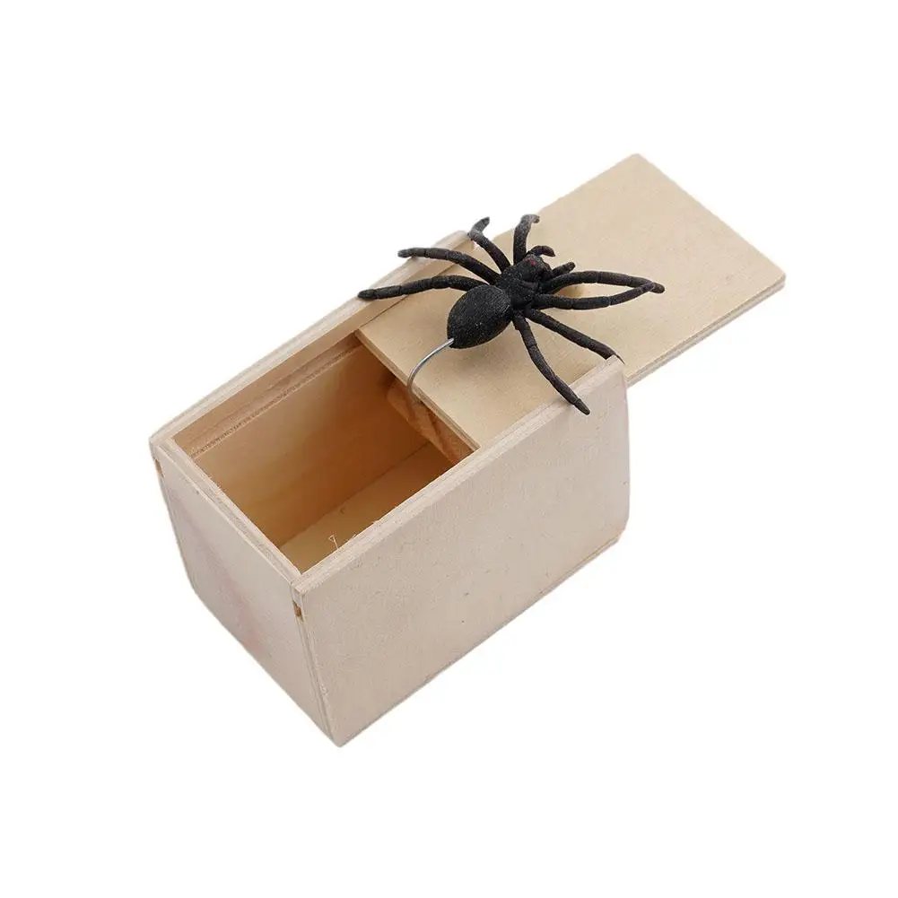 Trick Spider Funny Scare Box Wooden Hidden Box Quality Prank Wooden Scare Box Fun Game Prank Trick Funny Spider Jump Scare Box