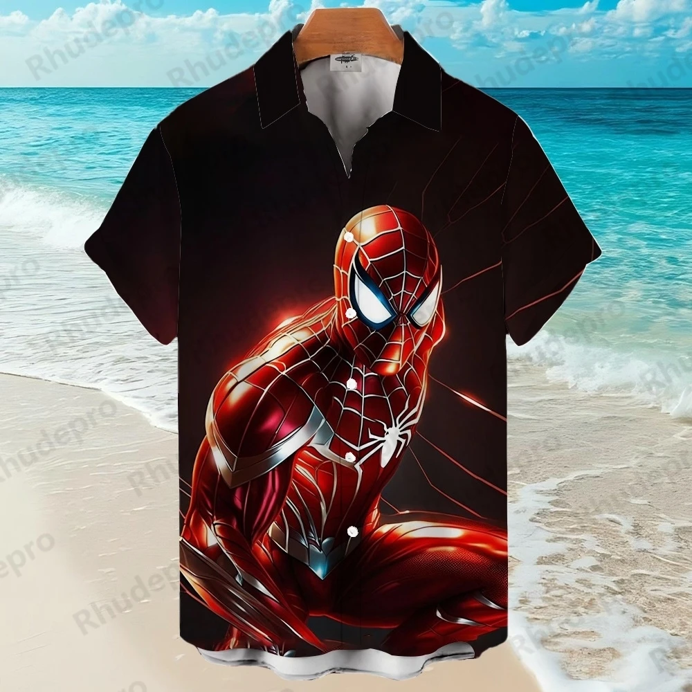 

Disney Casual Spider-Man Anime Summer Shirts Men Women Hawaiian Short Sleeve Shirt Casual Boys Clothes Girls Shirts Fashion