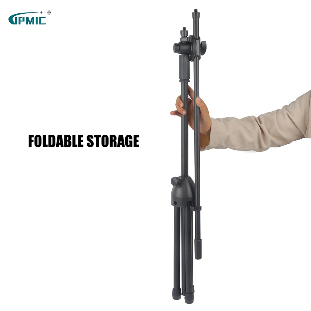 Tripod Boom Microphone Stand with Mic Clip Cell Phone and Microphone Not Included Collapsible and Lightweight Adjustable Arms