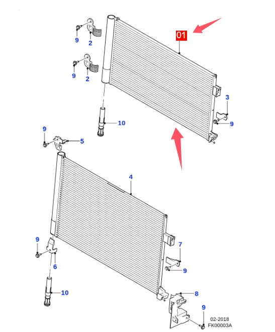 Condensador de radiador A/C T2H3445 T2H37896 para JAGUAR XE XF X260 F-PACE 2016-2025
