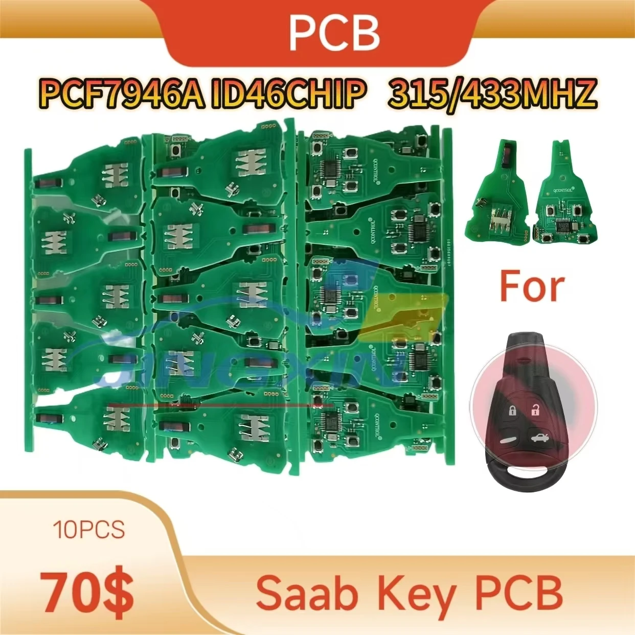 

Jingxin PCB 315/434Mhz ID46 4 Buttons Car Key Fob For SAAB PCB 93 95 9-3 9-5 WF Replacement Remote Key LTQSAAM433TX SAAB PCB