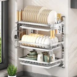 Wall Mounted Kitchen Rack with Drainboard No Drilling Required Integrated Sink and Cutlery Holder Space Saving Storage