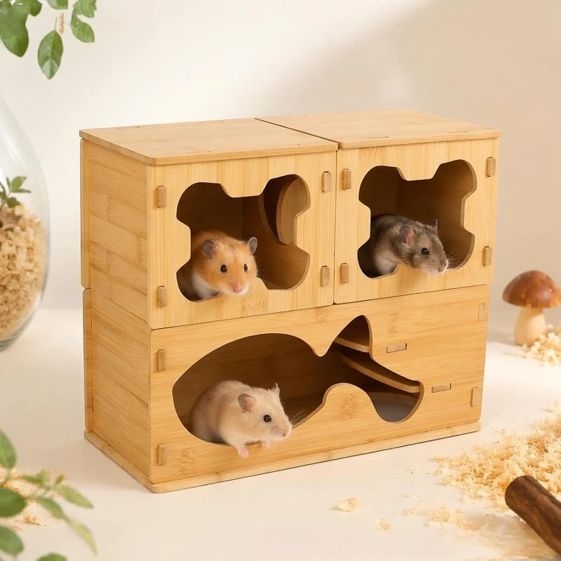 Nanzhu Hamster Double-layer Villa Small Pet Splicing House, Burr-free Anti-gnawing Nest