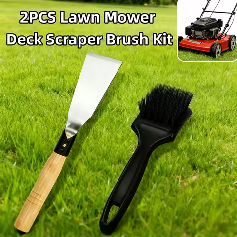 Lawn Mower Deck Scraper Brush Kit - Heavy-Duty Metal Bristles Ergonomic Handle for Efficient Cleaning Maintenance