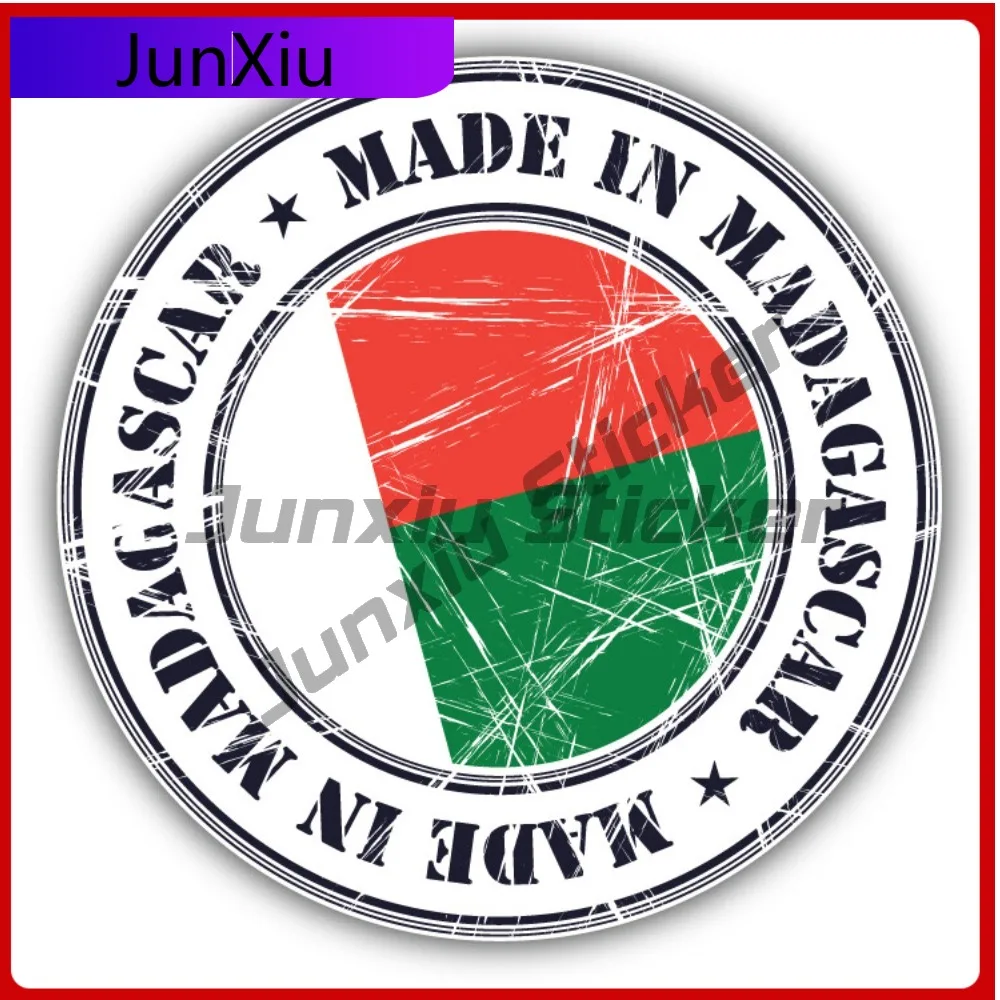 

Made In Madagascar Grunge Flag Stamp Car Decal Bumper Stickers Cute Style Window Use For Helmet Side Car Sticker Accessories