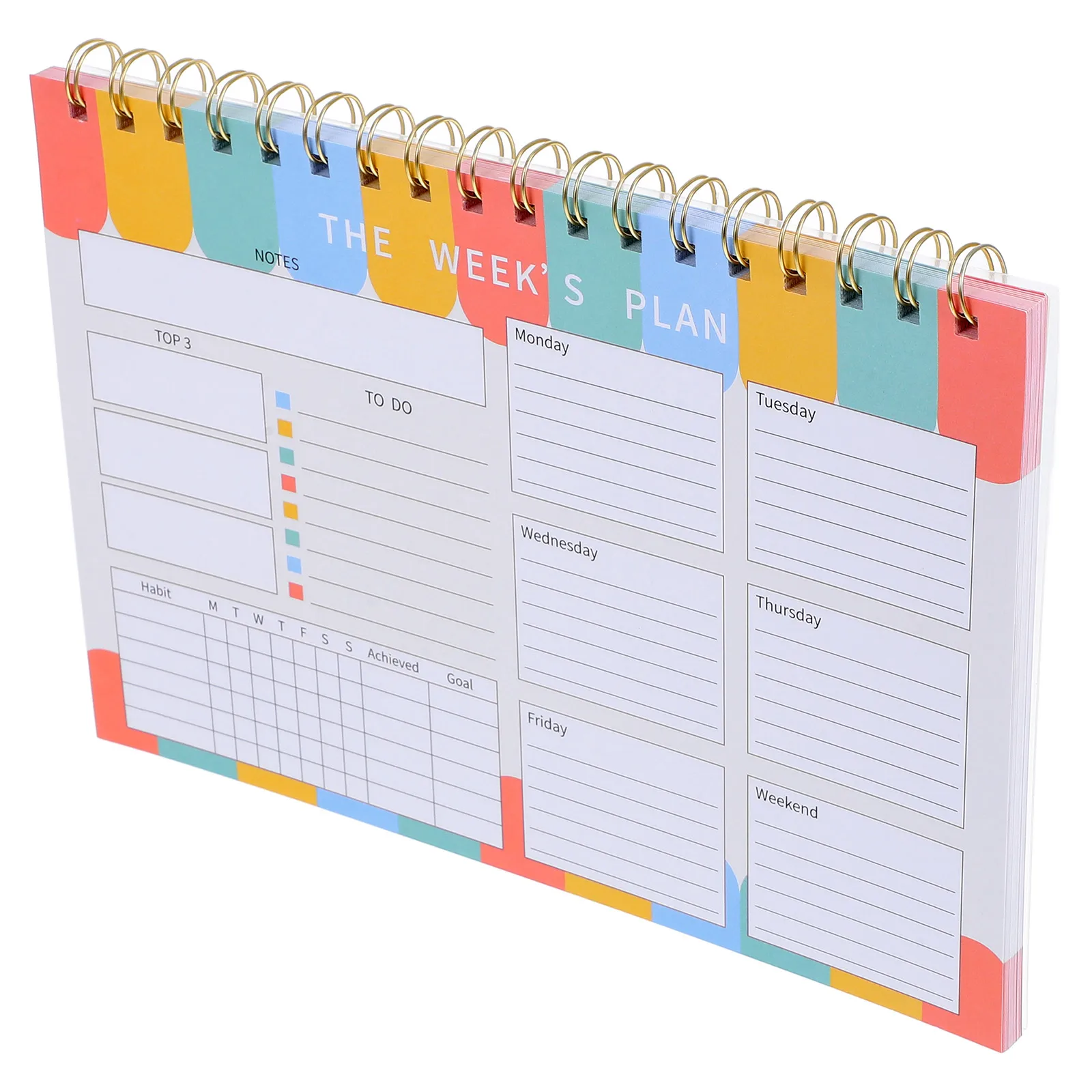 

Weekly Planner Notepad Large Weekly Desk Schedule Twin Wire Binding Undated Daily Journal Pad Task Categorization Work Office