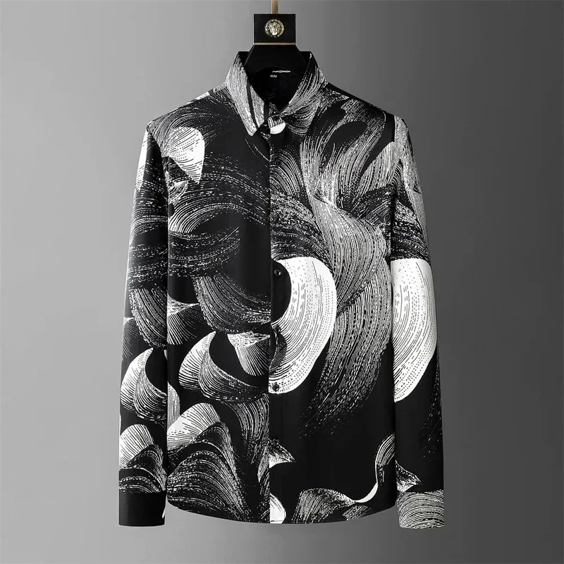 Luxury Printed 3D  Shirt Men's Long Sleeve Casual Shirt High Quality Fashion Popular Premium Korean Large Size Men's Clothing