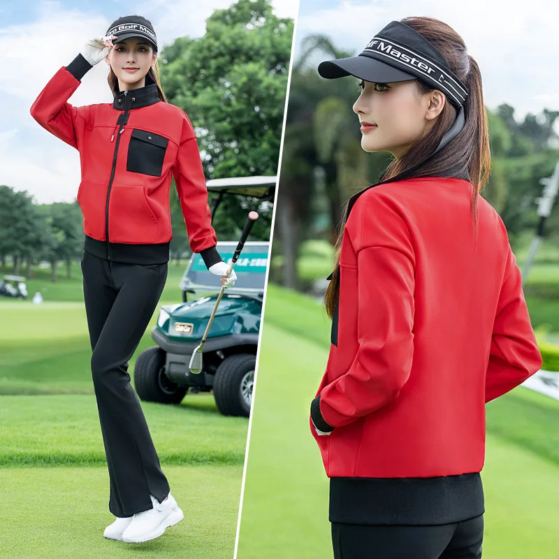 

PGM Women Golf Long Sleeved Jackets Autumn Winter Fleece Sports Windbreaker YF810