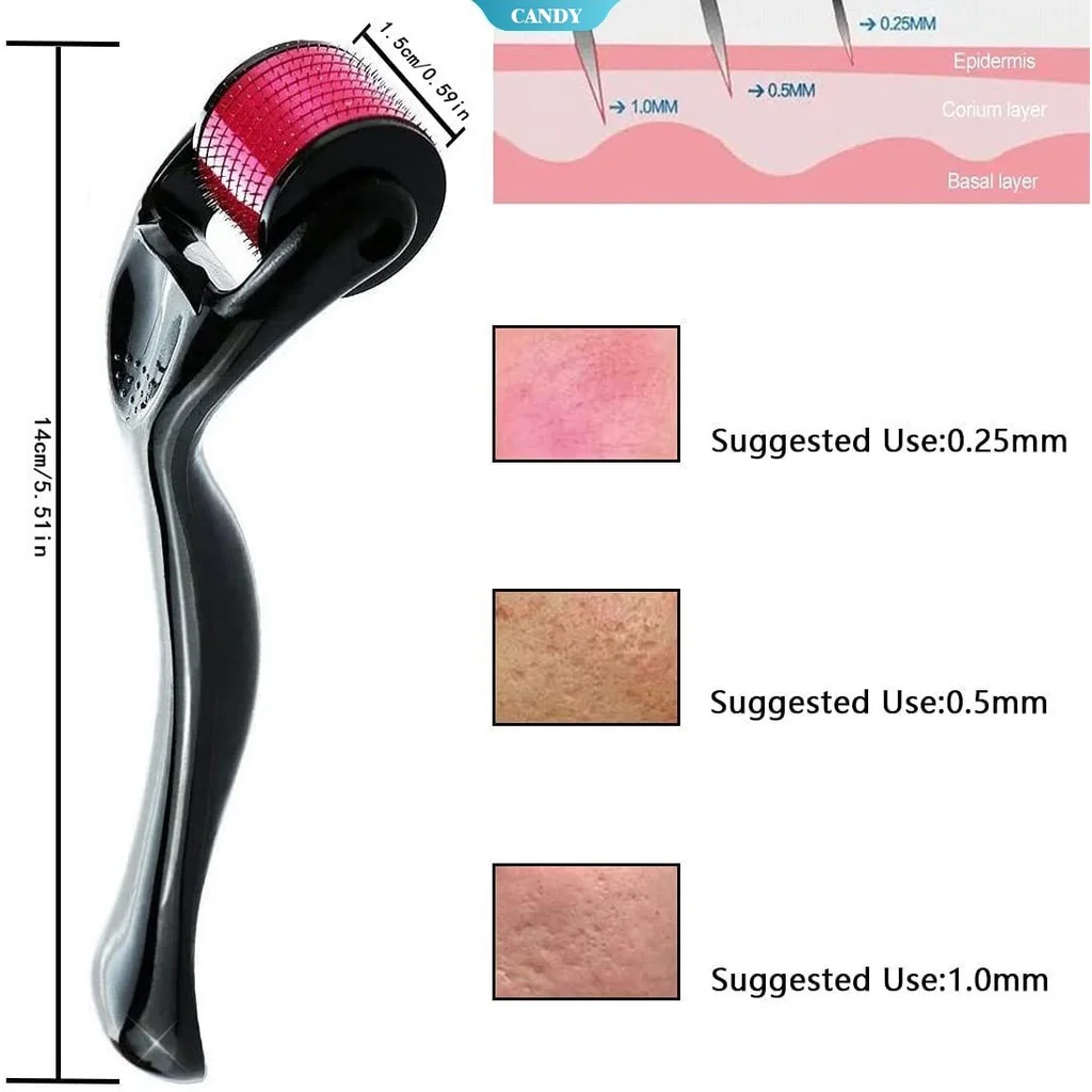 0.2mm 0.25mm 0.3mm 540 Derma Roller per la crescita dei capelli crescita della barba strumento per la cura della pelle Anti Acne rimozione rughe Micro rullo dell'ago