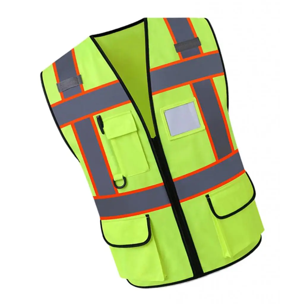 High Visibility Safety Vest Reflective Zippered Pocket Protective Wear for Builder and Sanitation