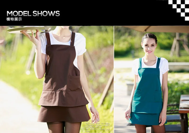 Fashion Thickened  Antifouling Barista Kitchen Restaurant Barber Durable Waterproof Apron Dress For Woman Uniform Custom Logo