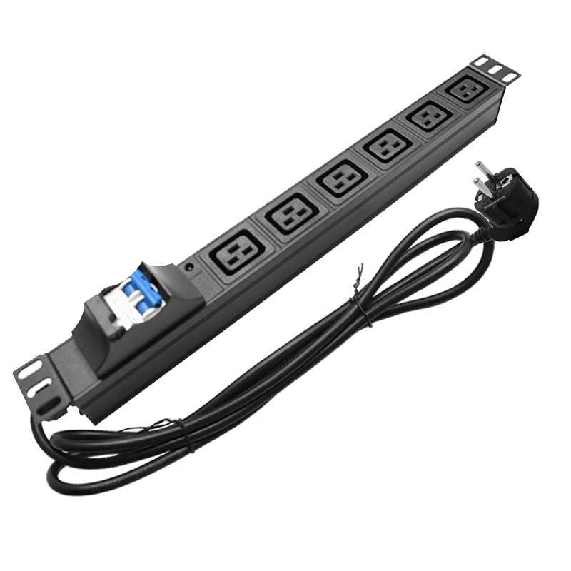 PDU Power Strip 16A air switch 6 Unit iec c19 socket female extension electrica 2M Extended wire