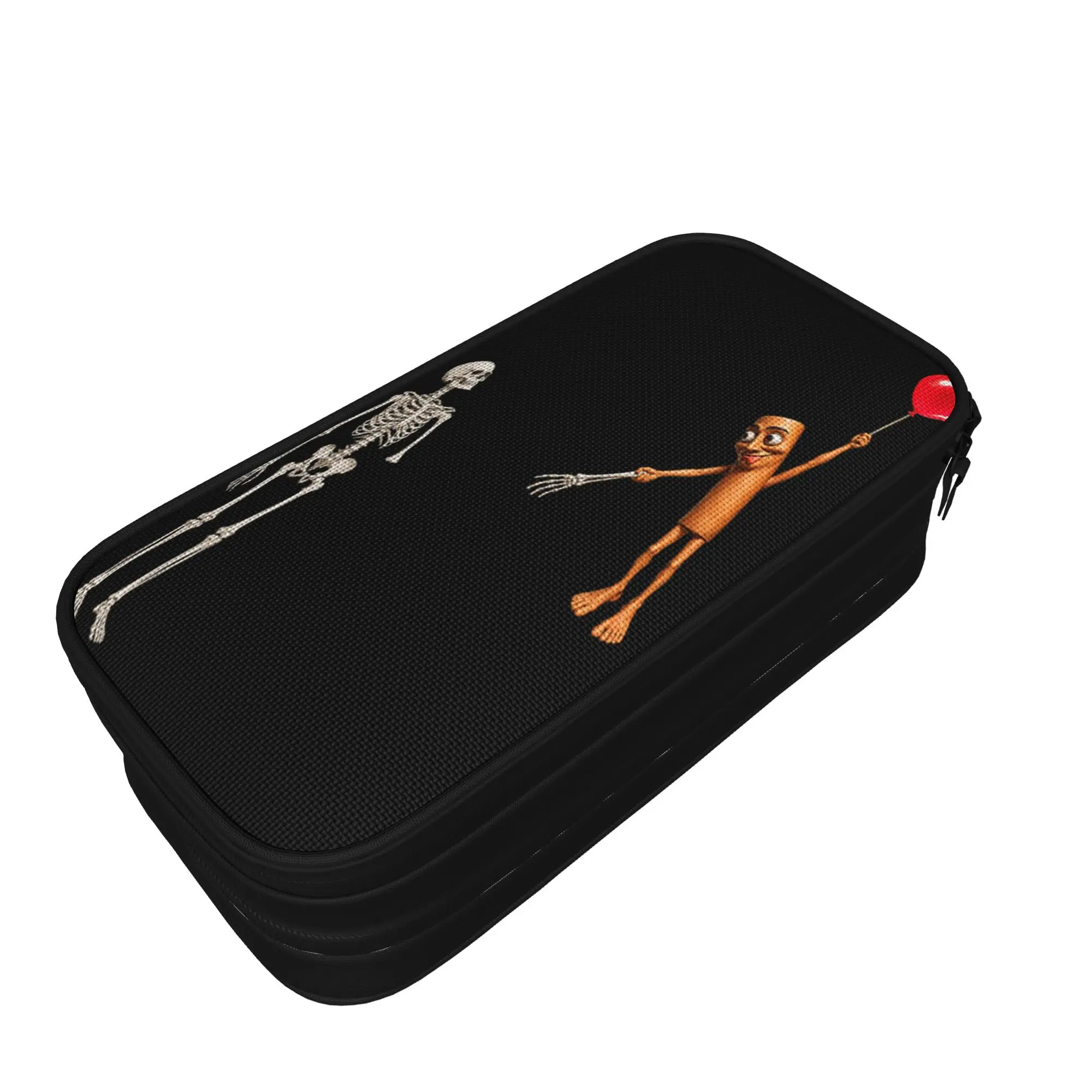 Skeleton Tung Tung Sahur Balloon Dark Humor Creepy Halloween Pencil Case Zipper Pencil Box Boy Girl College School Pencil Cases