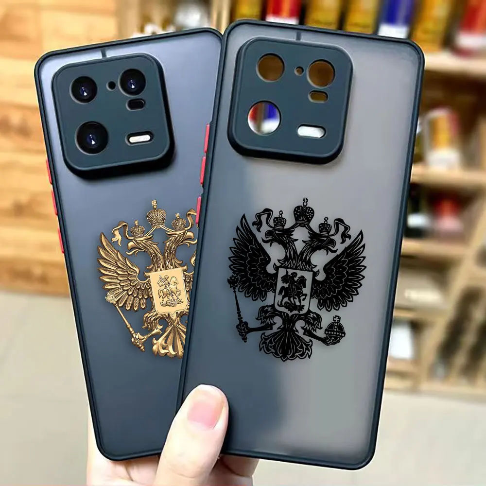 Two-headed Birds Russian Flags Emblem Matte Phone Case for Xiaomi 13 12 12S 12T 11 11T 10 10T 10S 9 6X 5X PRO LITE 5G Ultra Case