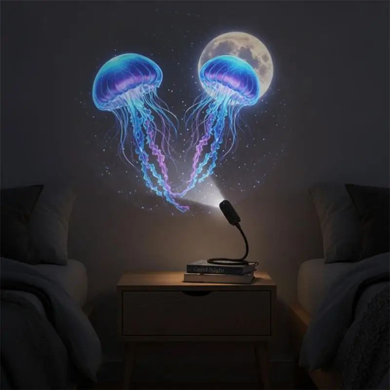 Whale Ocean LED Night Light Projector 1Set USB Plug Replaceable Film Ceiling Projection For Kids Birthday Gift