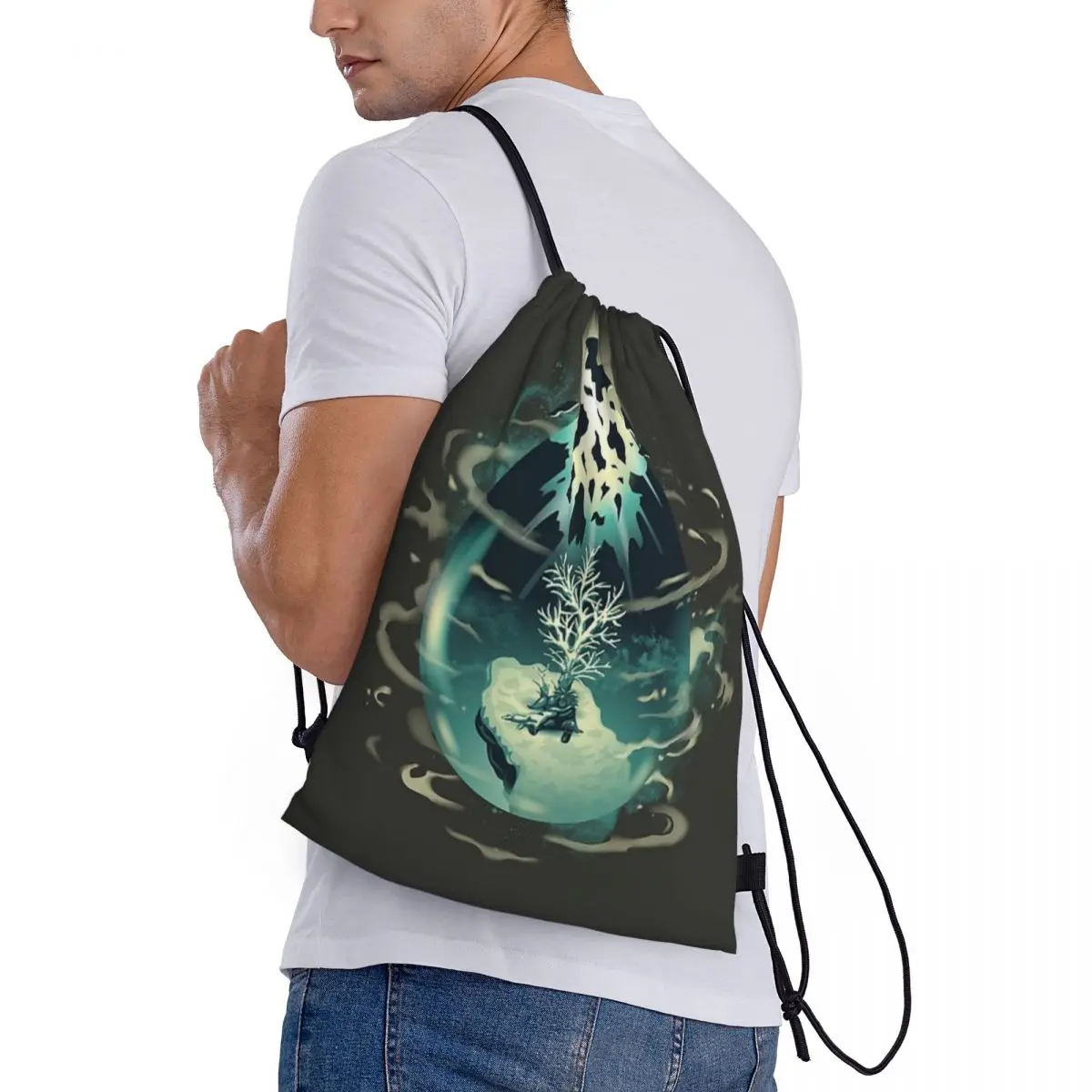 Drawstring Mochila com Nome Personalizado, Saco De Armazenamento Impermeável, Gatilho da Vida, Organizador De Ginásio, Praia, Natação, Esportes, Ao Ar Livre