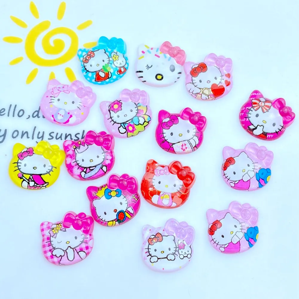 20Pcs New Cute Mini Resin 16mm Little Cartoon Cat Series Flatback Ornament Jewelry Making Manicure Hairwear Accessories