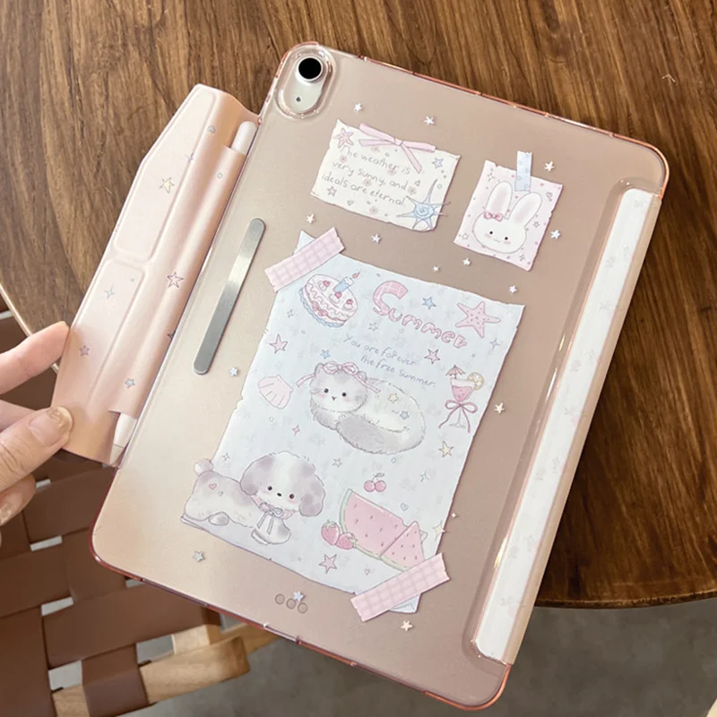 Summer Prelude iPad Cover For 2026 iPad Air11 2025 Pro11 Pro13 10th 11th 3+Y Fold Multi Angle Support Auto Wake Sleep