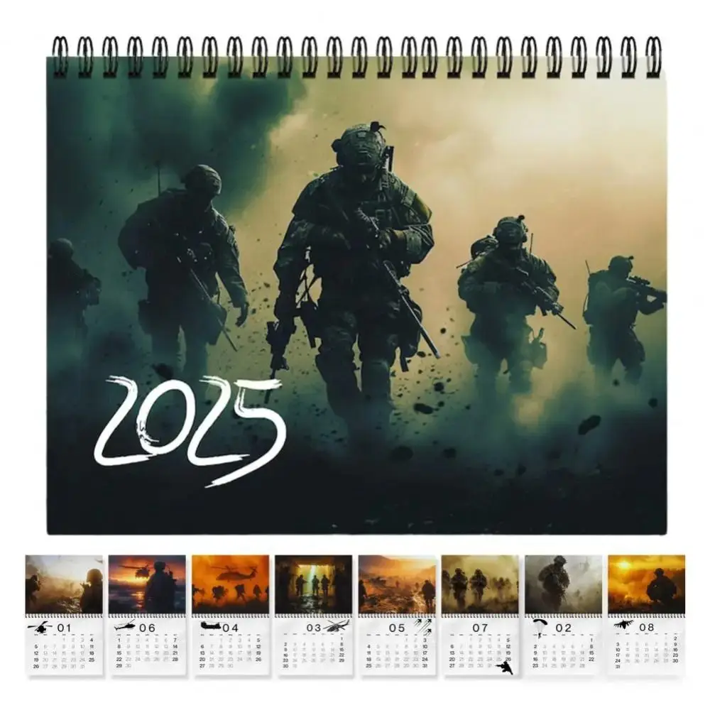 Family Planner 2025 Warfare Themed Calendar Hangable Paper Daily Organiser Calendar Creative Monthly Hanging Calendars