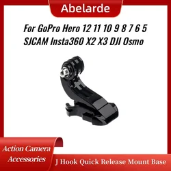 J Hook Action Camera Accessories Quick Release Mount Base Screw For GoPro Hero 12 11 10 9 8 7 6 5 SJCAM Insta360 X2 X3 Osmo