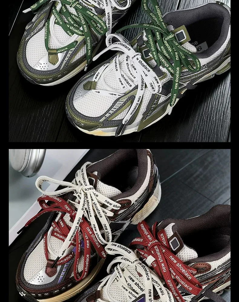 Modische, kontrastfarbene, flache Schnürsenkel mit Buchstabenmuster, schwarz-weiß, doppellagige Schnürsenkel, trendiges Schuhzubehör – Detail 11