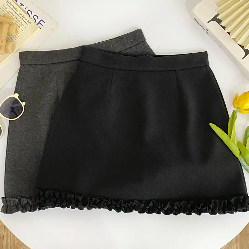 

Новая женская шерстяная юбка А-силуэта с высокой талией, узором под дерево, модная, простая, для осени и зимы