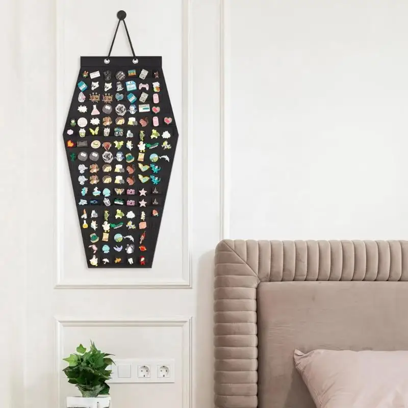 E56A Hanging Badge Jewelry Organizers Practical Badge Hanging Pocket Holder for Protecting and Showcasing Collection