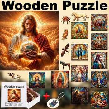 Jesus Adult Puzzle Adults Wooden Puzzles Animals Wooden Children&#x27;s Toys Educational Games Montessori Baby Puzzl Toy DIY Crafts Hobby