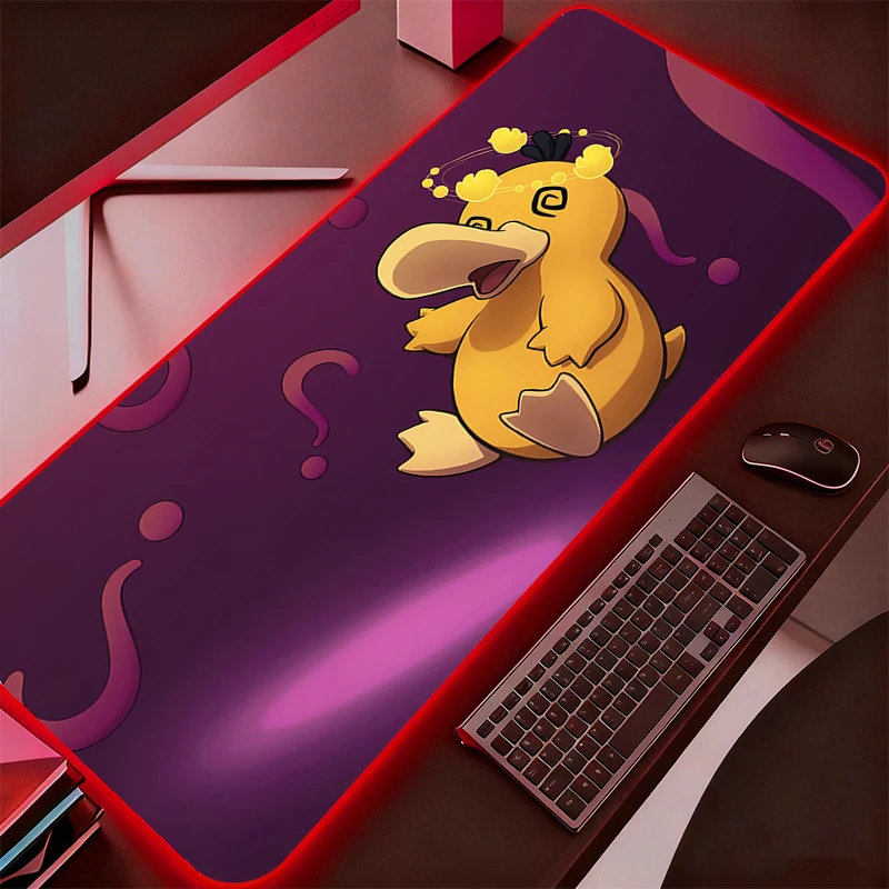LED Mouse Pad Pokemon Pikachu XXL PC RGB Desk Mat Gamer Office Backlight Carpet Keyboard Table Gaming Accessories Mousepad