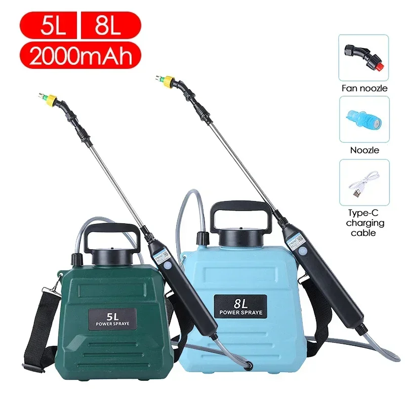 Type-C Charging Electric Sprayer 5L/8L Watering Can Garden Irrigation Sprinkler Telescopic Handle with Shoulder Strap