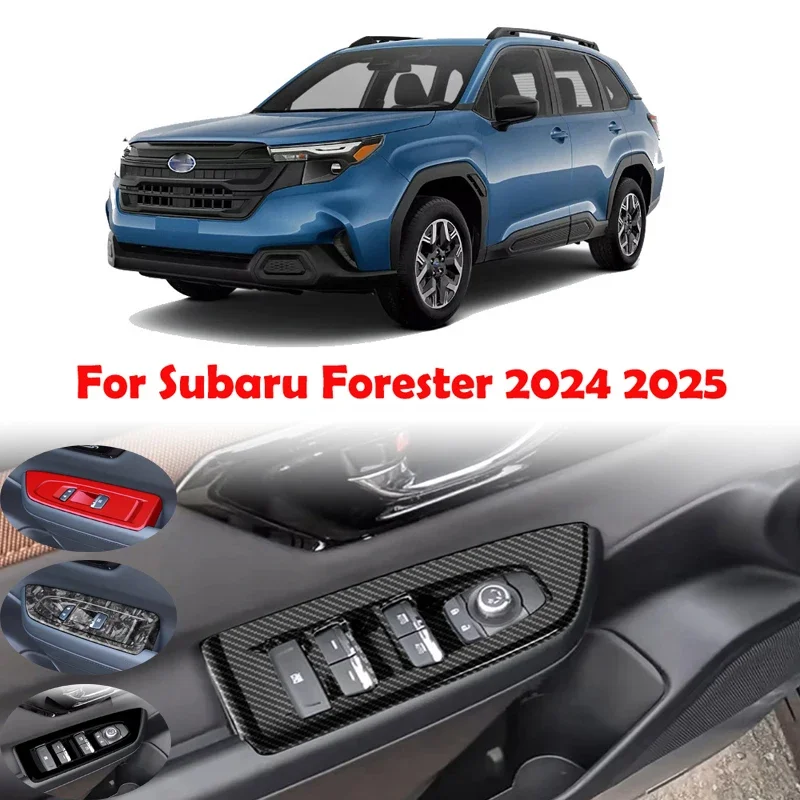 LHD For Subaru Forester 2024 2025 ABS Carbon Fiber Car Window Lift Switch Cover Car Door armest Glass rise Button Panel Cover