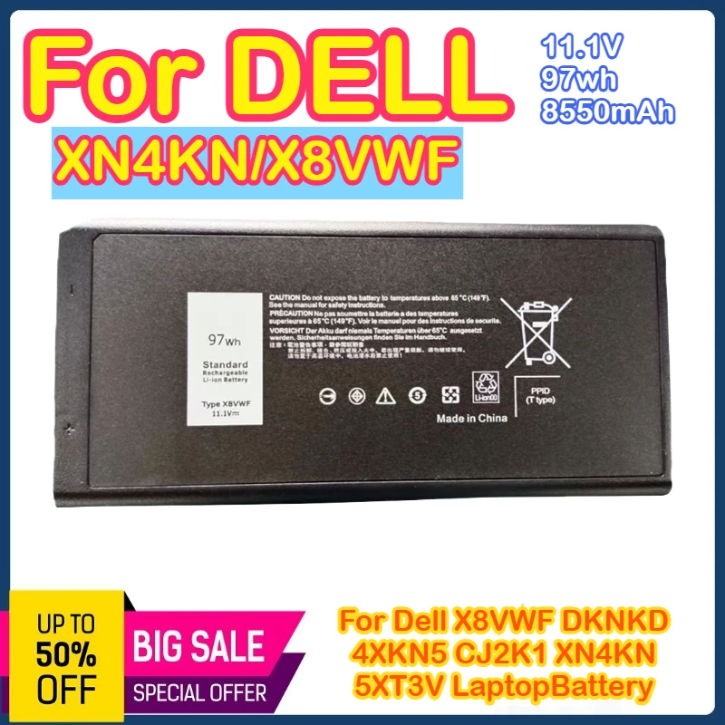 

XN4KN/X8VWF For Dell X8VWF DKNKD 4XKN5 CJ2K1 XN4KN 5XT3V Laptop Battery