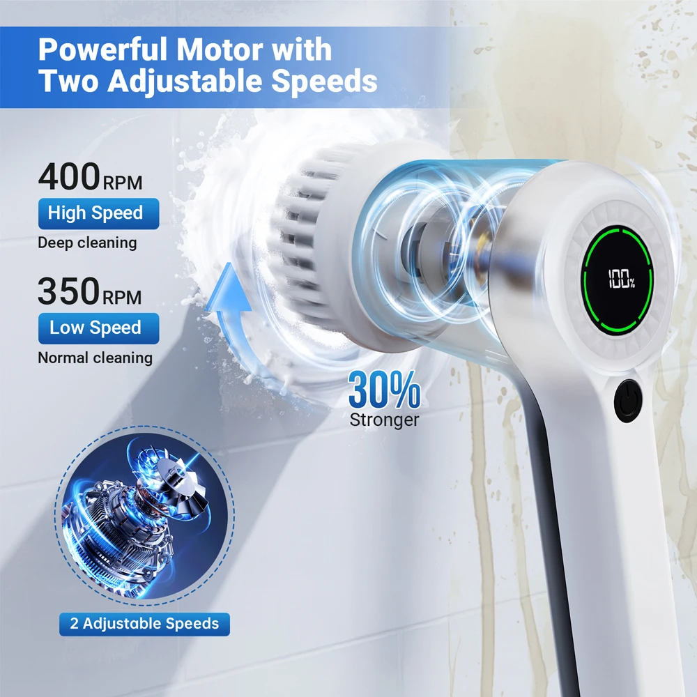 전동 스핀 스크러버 청소 브러쉬 주방 설거지용 충전식 무선 핸드헬드 스핀 스크러버
