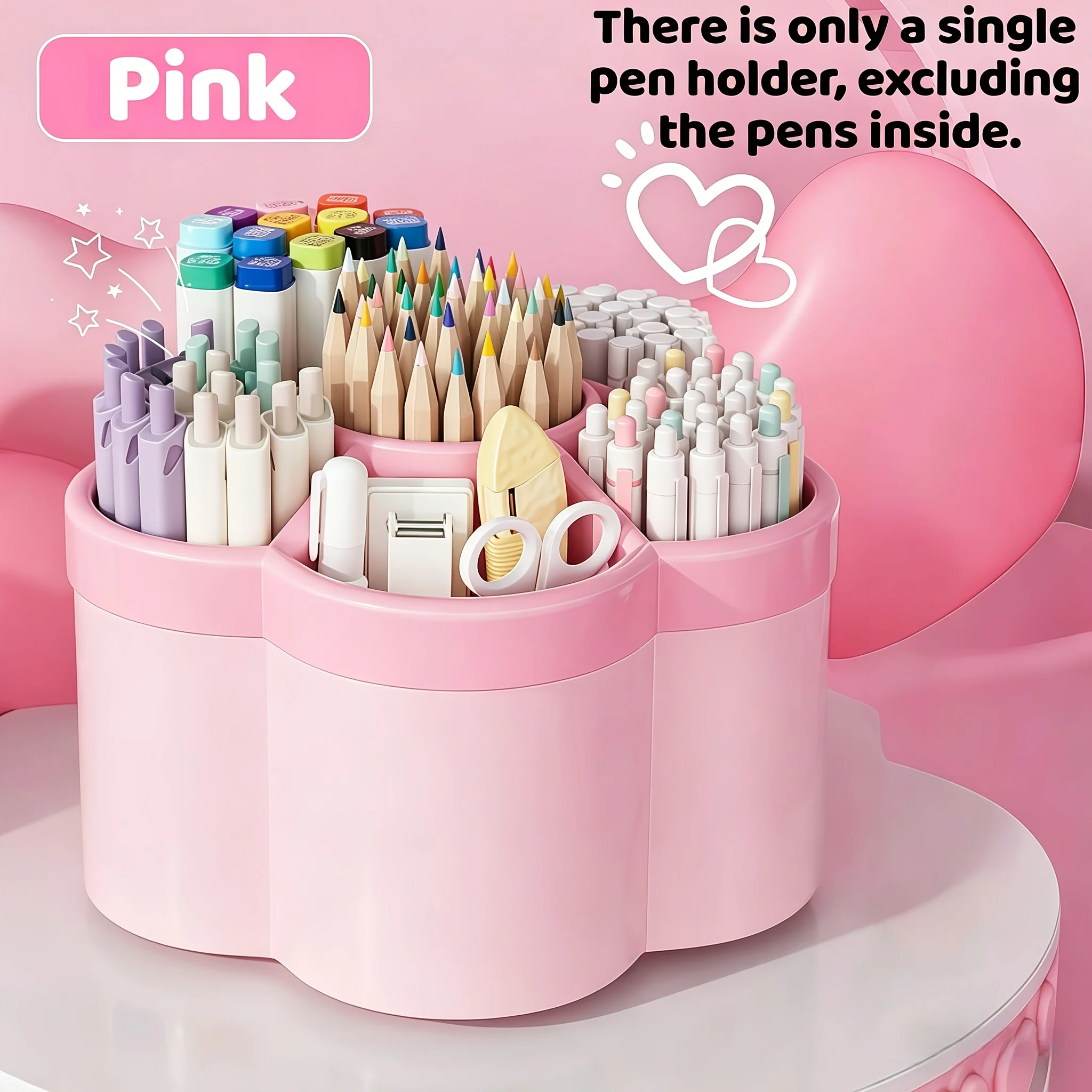 360 Degree Rotatable 6 Compartment Pen Holder Multifunctional Pencil Cup Desktop Storage Organizer For Office Stationery