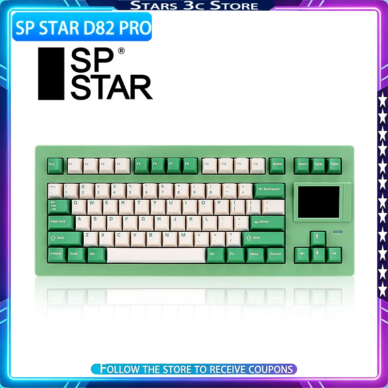 SP STAR D82 PRO+ Mechanical Keyboard Wireless Tri Mode Personalized Display Screen Supports GIF Images Customized Keyboard