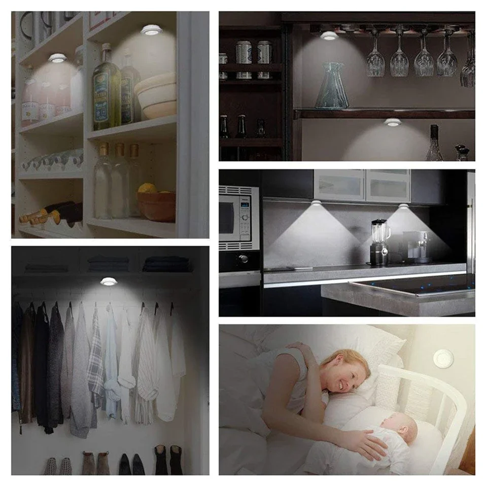 1/2/4/8/10 Super Bright LED Under Cabinet Light Wireless Remote Control Dimmable Wardrobe Night Lamp Home Bedroom Closet Kitchen