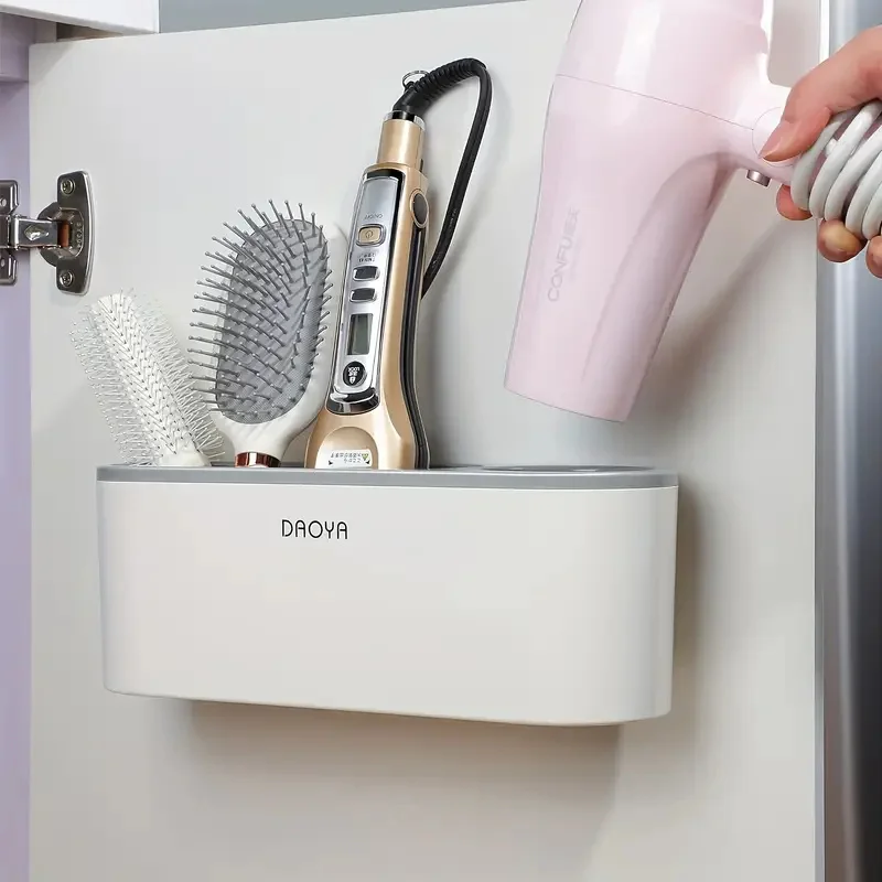 

Hair Dryer Storage Rack Wall-mounted Hair Tool Storage Box Hairdressing Tool Organizer Cabinet Door In-door Hair Dryer Rack