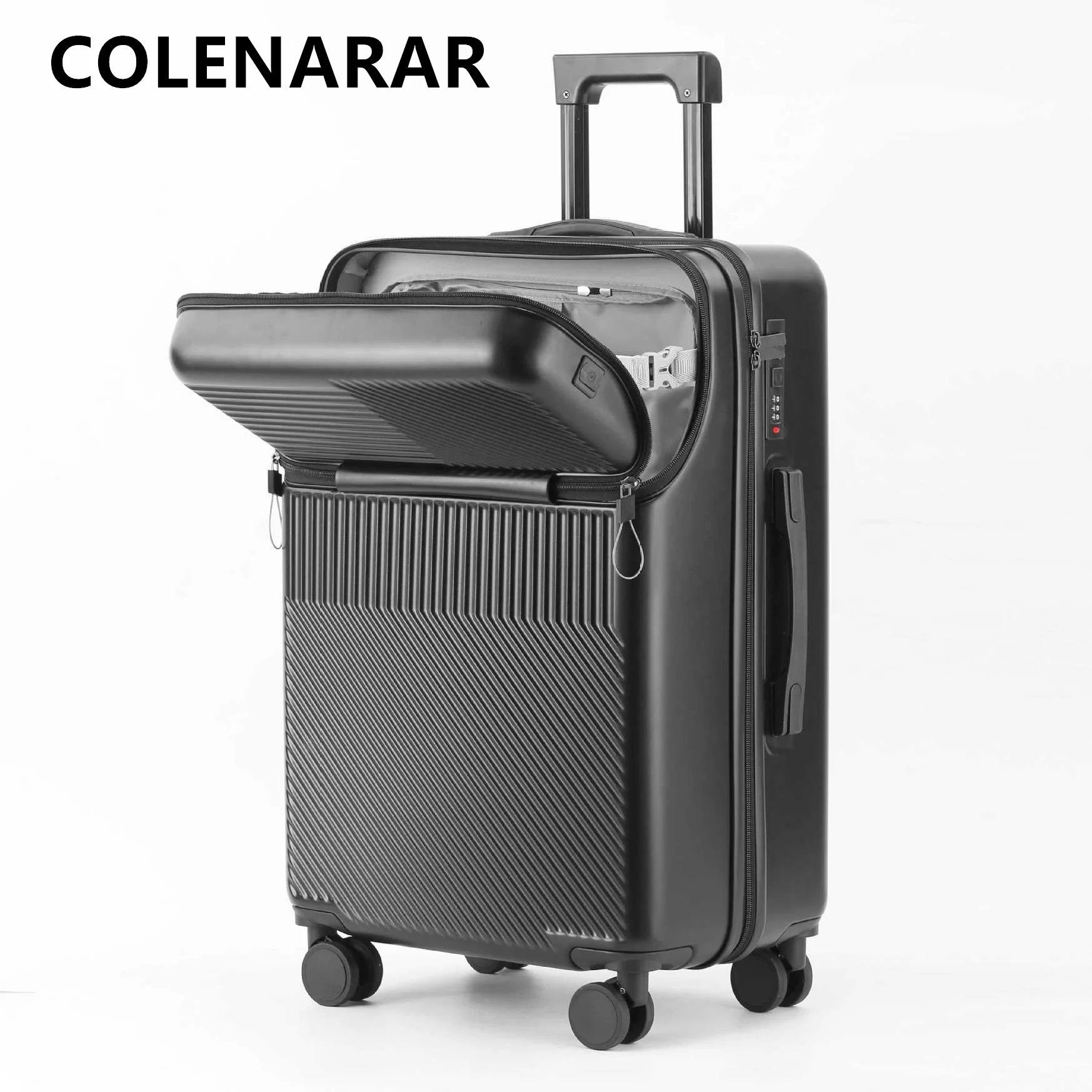 COLENARA Travel Luggage Front Opening Boarding Case Laptop Trolley Case USB Charging 20