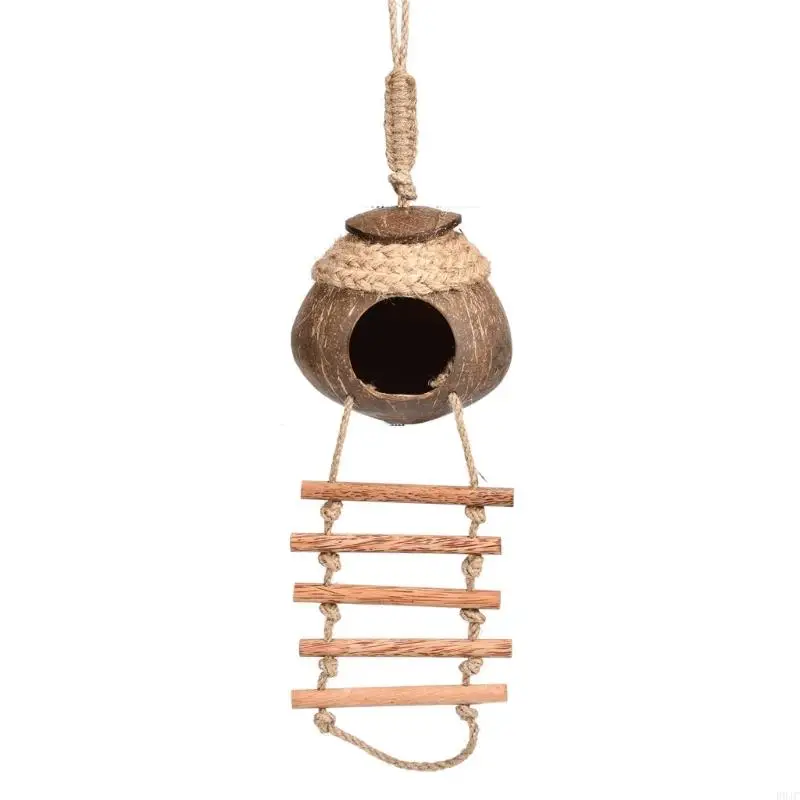 R9JC Coconuts Bird Shell Breed House Natural Birdhouse Toy Parakets rustende kooi