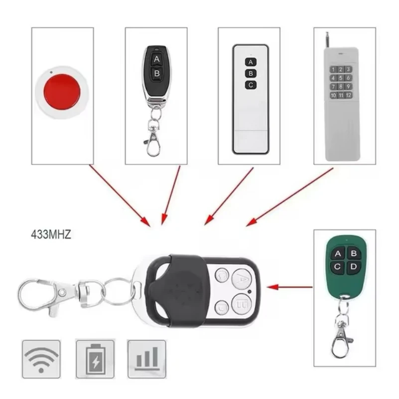 Imagem -06 - Universal Clonagem Duplicador Chave Controle Remoto Clone Aprendizagem Rolling Code Porta Garagem Portão 433mhz 433.92mhz Pcs 10 Pcs