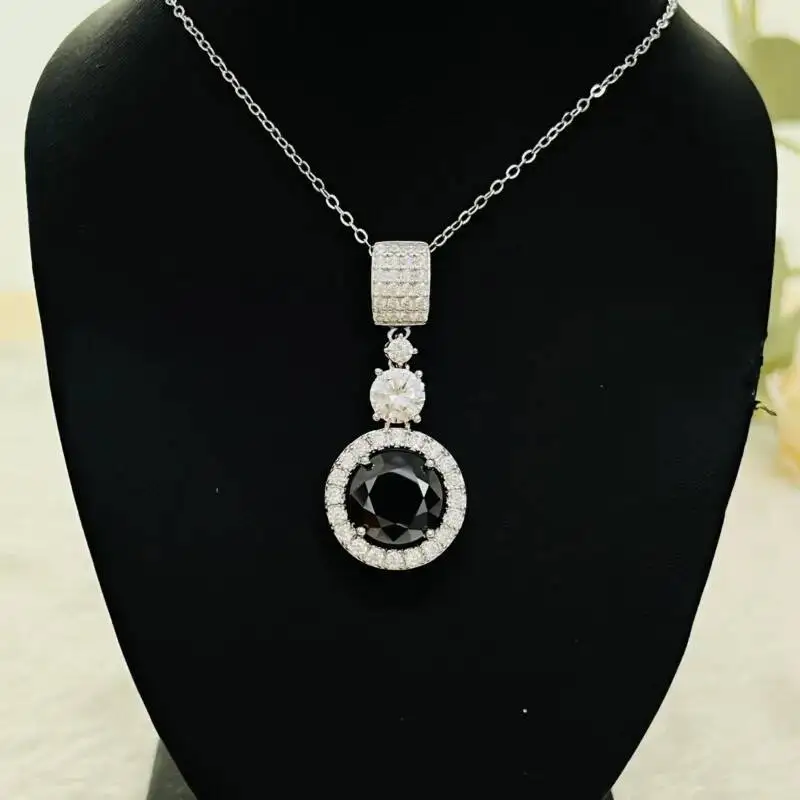 JoyceJelly 5ct Moissanite Pendant Necklace With GRA Certified Blue-green Pink Circular Shape D Color Vvs Moissanite Jewelry Gift
