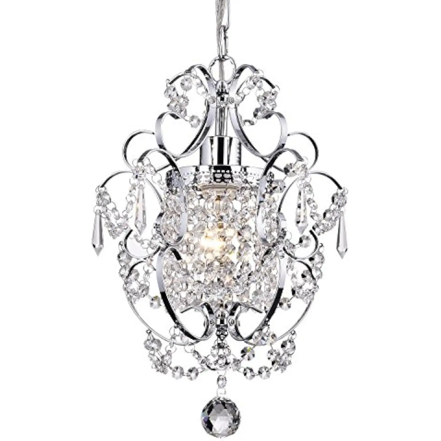 

Amorette Mini Chandelier Chrome Crystal Chandeliers, 1 Light Modern Elegant Glam Ceiling Light Fixture Chrome, Adjustable Hang