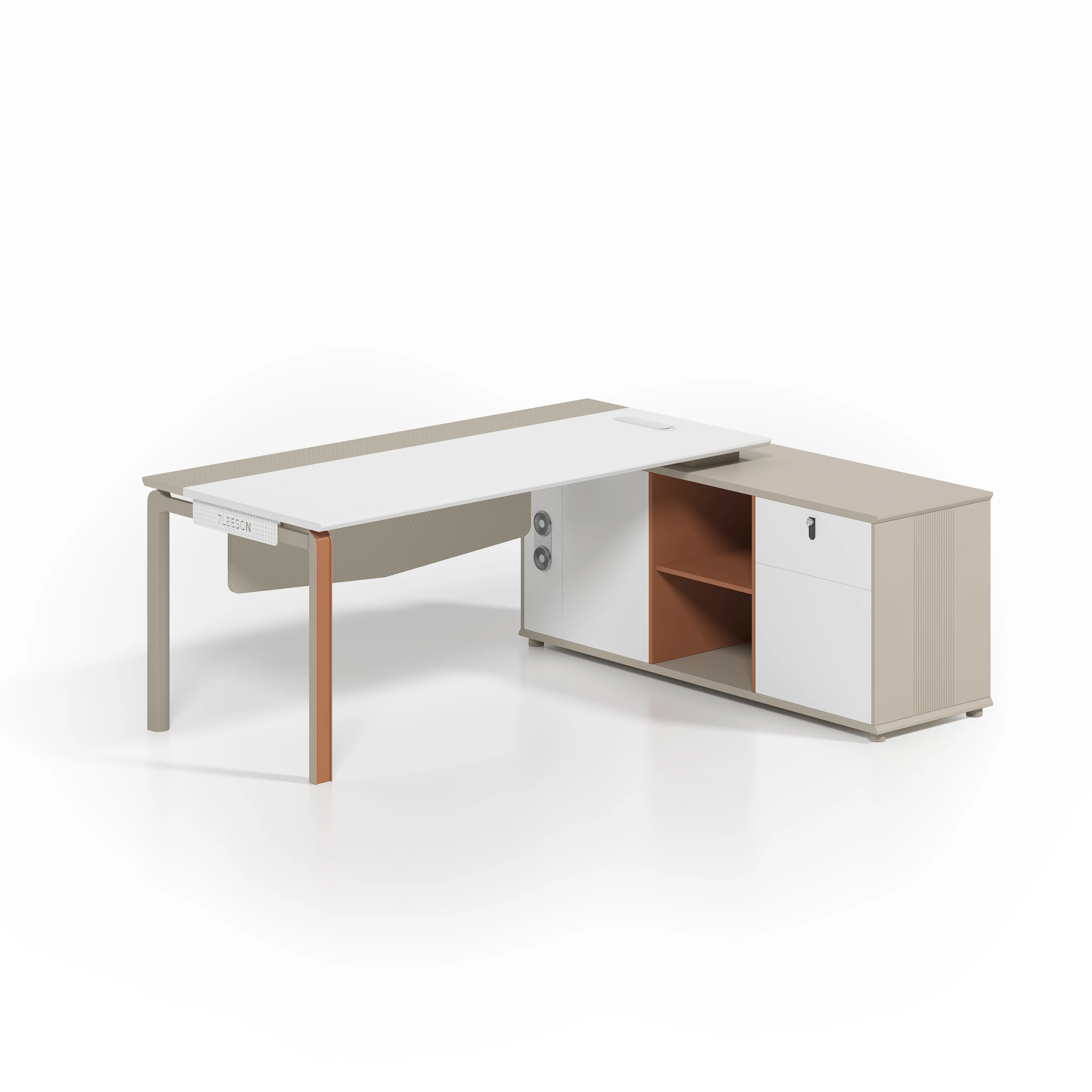 

#Modern Solid Wood L-Shaped Executive Desk With Counter Table Durable Office Furniture