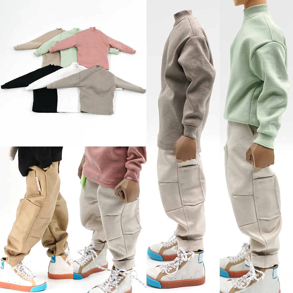 1/6 erkek asker eğilim Streetwear gevşek Hip Hop uzun kollu kazak tulum PantsModel için 12