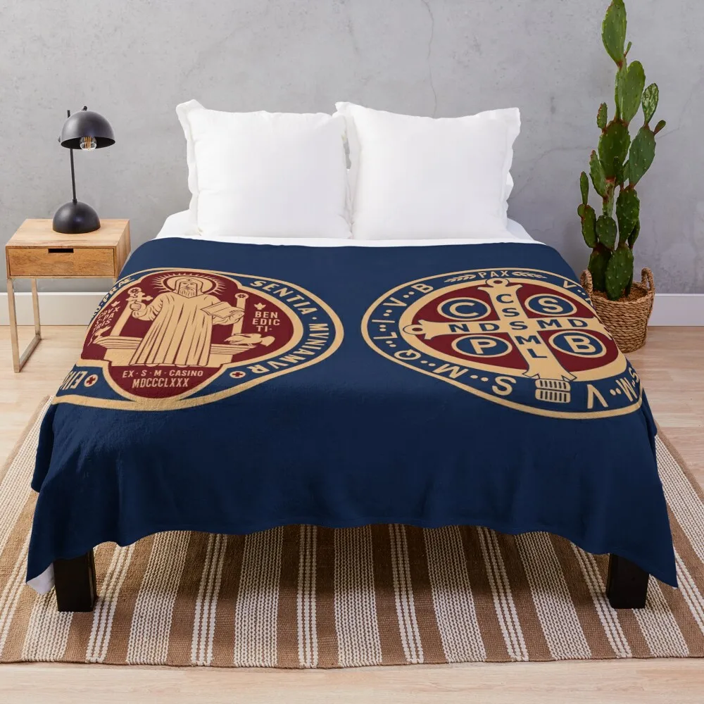 

Saint Benedict Medal Throw Blanket Blankets For Sofas Vintage for winter Blankets