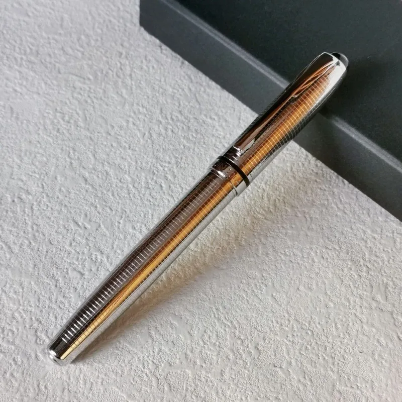 LIQIN Square Brass To Create A Metal Fountain Pen F 0.5MM Nib,vintage Iridium Pen Writing Smooth Turn To Absorb Ink Stationery