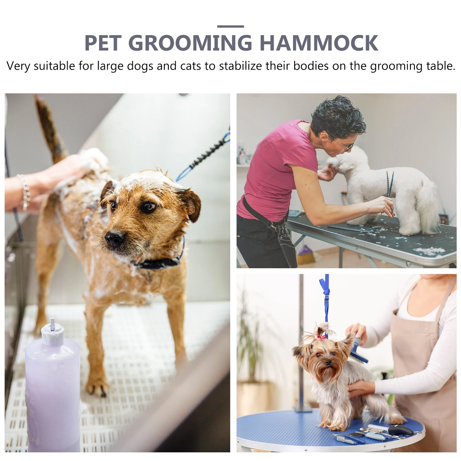 

Pet Hammock Dog Grooming Sling Grey Cloth Nail Clip Bag Cat Beauty Bed Reinforced Metal Buttonhole Stable Body Large Dogs Cats